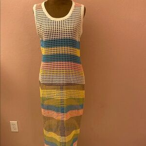 Colorful Striped Sleeveless Cover Up